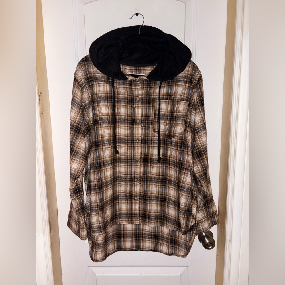 Bluenotes - Orange Hooded Plaid Longsleeve